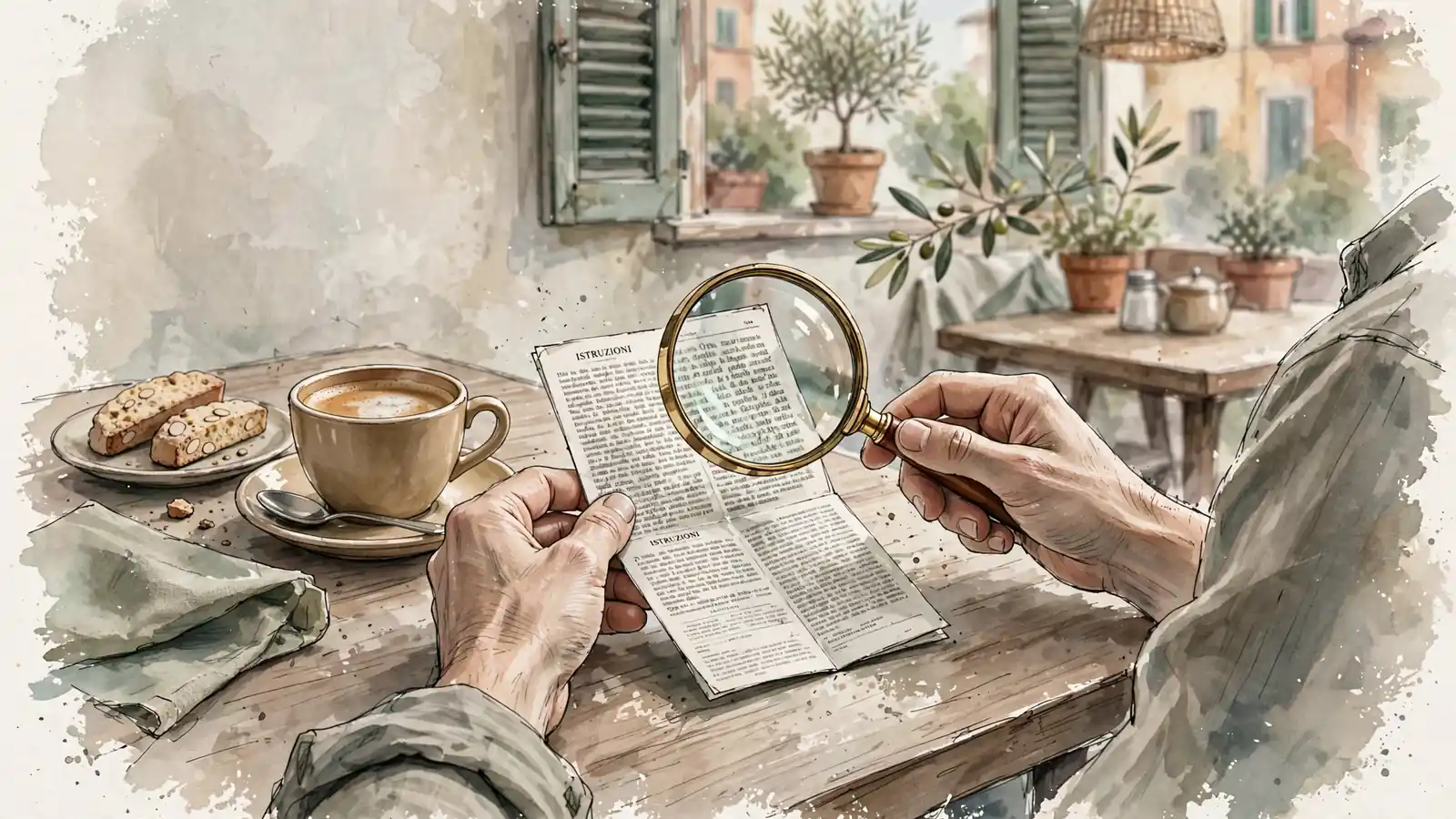 Lettura attenta delle condizioni di un bonus stampate su un foglio.